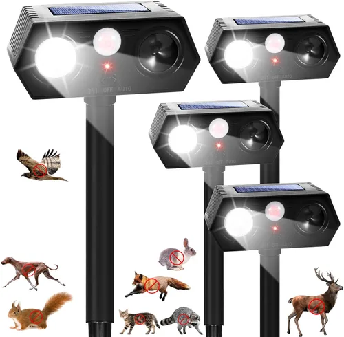 Vista 10 de Repelente animal ultrasónico solar, paquete de 2 dispositivos ultrasónicos