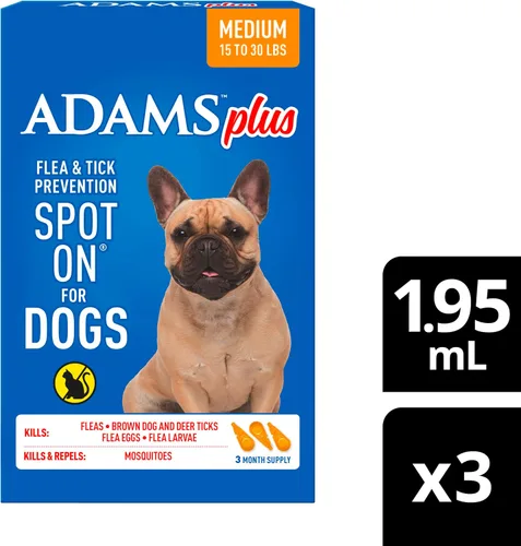 Vista 10 de Adams Además de prevención de pulgas y garrapatas para perros de 15 a 30 libras, 12 semanas y mayores, suministro para 3 meses, mata pulgas, huevos