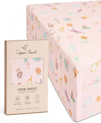 Vista 65 de Copper Pearl: Sábanas de punto prémium para cuna de bebé para niños y niñas, transpirables y suaves, sábanas ajustables para colchones estándar