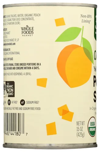 Vista 5 de 365 by Whole Foods Market, Rebanadas de melocotón amarillo orgánico adherente, 15 onzas