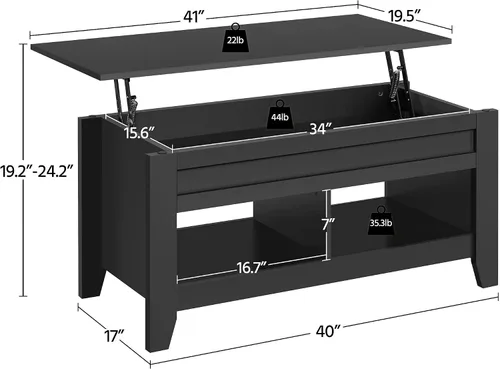 Vista 2 de Topeakmart Mesa auxiliar elevable con compartimento de almacenamiento oculto y estante abierto, mesa de cóctel de granja para sala de estar