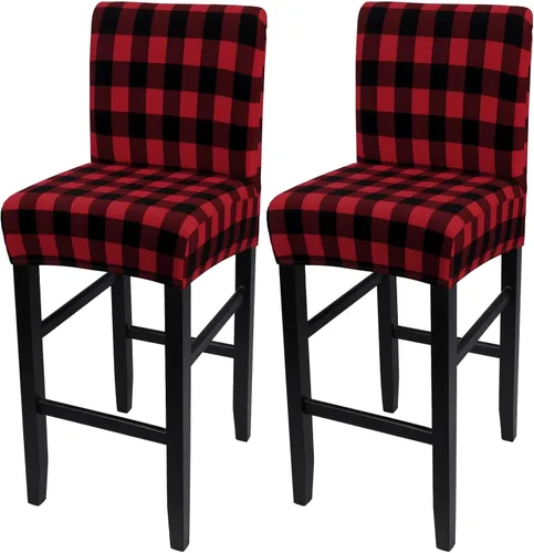 Vista 48 de SearchI Juego de 2 fundas para taburetes de bar, fundas de asiento de taburete elásticas y lavables, fundas para sillas de altura de mostrador