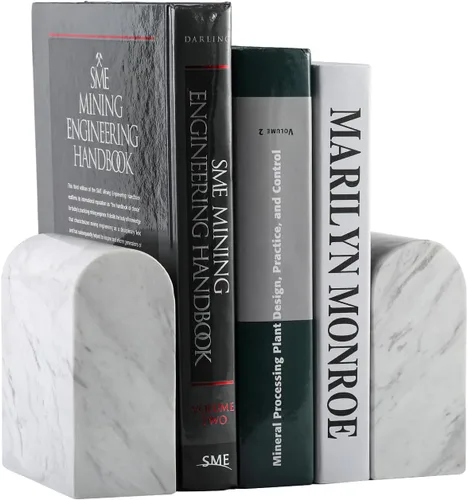 Vista 14 de Koville Sujetalibros de mármol italiano de Carrara para estantes, extremos decorativos para libros, 7 libras, soporte de libros de mármol Bianco