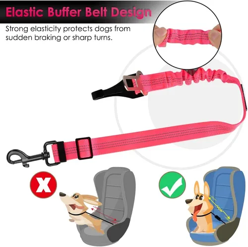 Vista 46 de SlowTon Cinturón de seguridad para perro, correa de cinturón de seguridad ajustable para perro, 2 en 1, cinturón de seguridad para perro