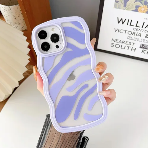 Vista 12 de DEFBSC Compatible con iPhone 11, bonita funda protectora con forma de marco de onda rizada, diseño artístico de parachoques para teléfono