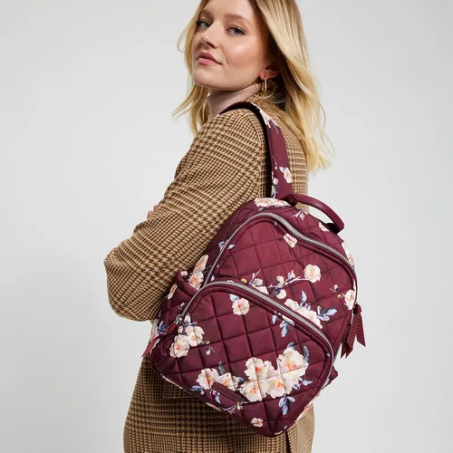 Vista 4 de Mochila pequeña de sarga de rendimiento para mujer, Floraciones y ramas