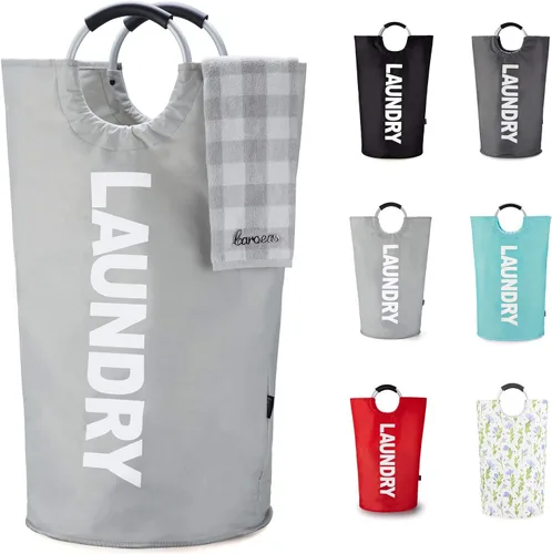 Vista 14 de Caroeas Cesta de Ropa de 90L (13 Colores), Cesta de Ropa Impermeable, Bolsa de Ropa con Asas Acolchadas, Cesta de Ropa, Cesta de Ropa Plegable