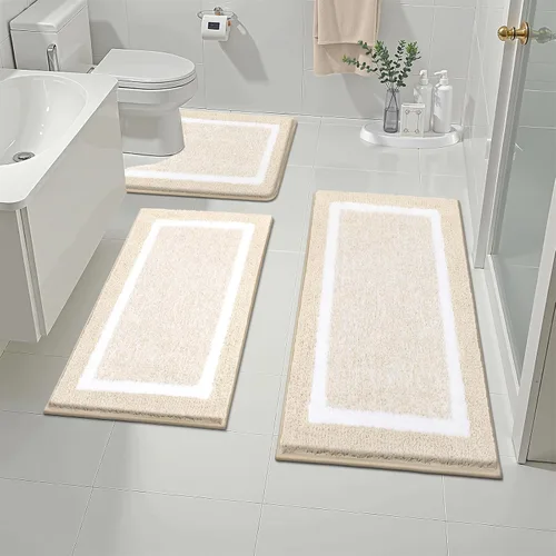 Vista 60 de Pauwer Juego de baño, alfombras de baño antideslizantes, alfombras de ducha absorbentes para suelo de baño, bañera y ducha, color azul aguamarina