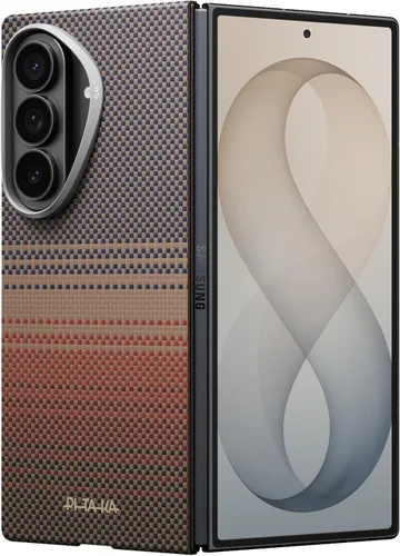 Vista 12 de pitaka Funda para Z Fold 8, sensación sin funda, tejido de aramida, negro Negro/Gris (Sarga)
