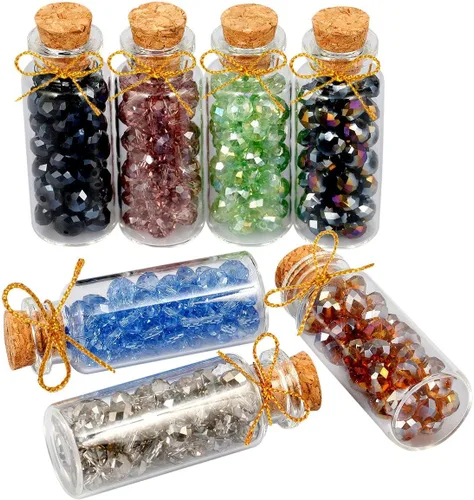 Vista 5 de Rockcloud 9 mini botellas de deseos de piedra natal, amuletos de piedra de Wicca para curación de reiki, joyería de cristal para decoración