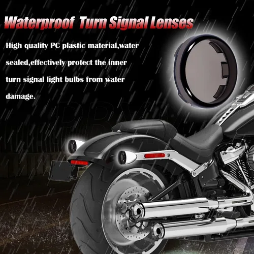 Vista 6 de PBYMT 1157 Luz LED de señal de giro frontal de 2 pulgadas, kit de cubierta de lente ahumada de bala compatible con Harley Davidson Dyna Softail