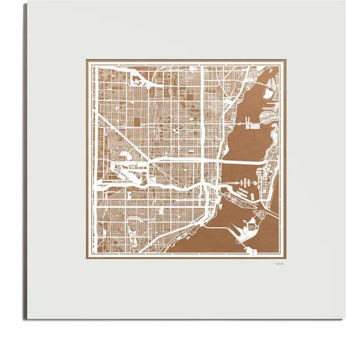 Vista 14 de O3 Design Studio San Diego, CA Paper Cut Map Matted Grey 20x20 in Paper Art