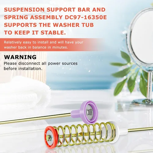 Vista 7 de Varillas de suspensión WA45H7000AW/A2 WA45H7200AW/A2 WA422PRHDWR/AA (65.5cm) para lavadora Samsung WA400PJHDWR WA5451ANW WA45N3050AW/A4