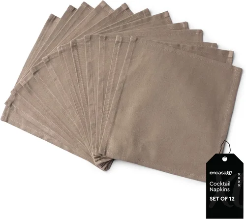 Vista 75 de Encasa XO Juego de 12 servilletas de tela de cóctel Servilletas de mesa de algodón puro Tamaño (9 x 9 pulgadas) B gris sólido Lavable a