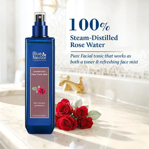 Vista 6 de Blue Nectar Jabón facial Honey Aloe Vera Detan (8 hierbas, 3.38 onzas líquidas) y tóner de rosa destilado al vapor Shubhr Water & Face Tonic Mist