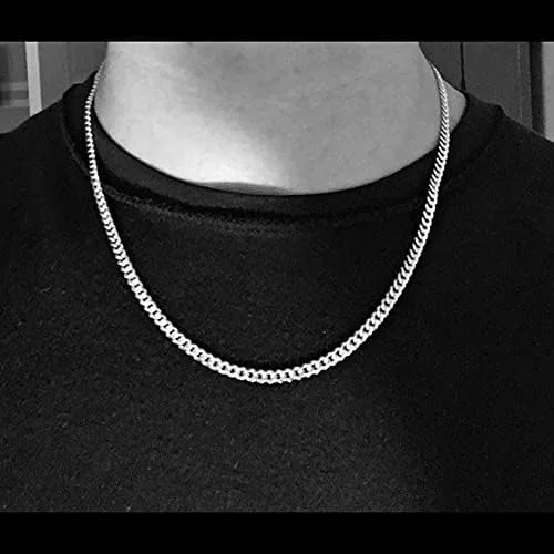 Vista 2 de Q&S Jewels Cadena de eslabones cubanos Miami de 0.177 in, chapada en oro de 18 quilates, cadena de acero inoxidable para hombres y mujeres, joyería