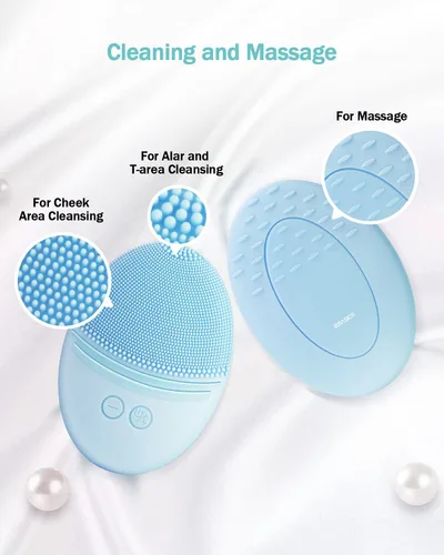Vista 2 de EZBASICS Cepillo de limpieza facial, cepillo facial vibratorio sónico impermeable para limpieza profunda, exfoliante suave y masaje, carga inductiva