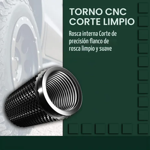 Vista 6 de STEEL HAWK Tapones para válvulas de aire de neumáticos, acero inoxidable mecanizado CNC de precisión, diseño moleteado extendido, metal a prueba
