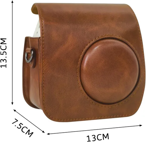 Vista 2 de Protective Case for Fujifilm Instax Mini 7+ SE Instant Camera, Premium PU Leather Mini 7 Plus 7c 7s Case Bag with Removable Adjustable Strap (Brown)