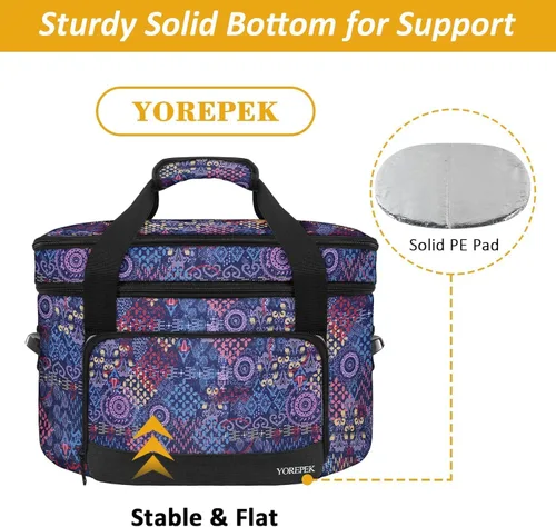 Vista 4 de YOREPEK Transportador de olla de cocción lenta de 2 capas, compatible con Crock-Pot de 6, 7, 8 cuartos de galón, bolsa de viaje grande aislada