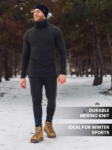 Vista 4 de Capa base de lana merino para hombre Pantalones 100% lana merino pesados, peso medio, ropa interior térmica Lite pantalones largos y calcetines