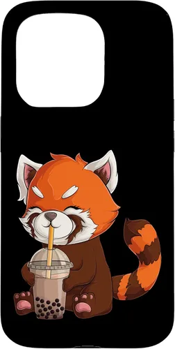 Vista 14 de Kawaii Red Panda Drinking Boba Bubble Tea Japanese Anime Case for iPhone 17