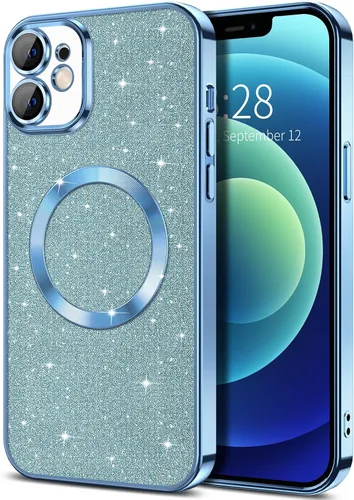 Vista 44 de Hython para iPhone 16 Funda con chispas brillantes, fundas transparentes magnéticas con protector de lente de cámara [Compatible con MagSafe]