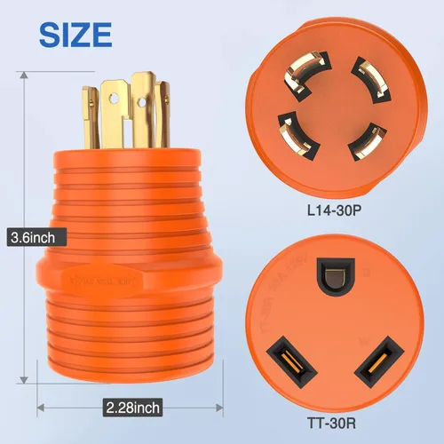 Vista 7 de Nilight Adaptador de corriente RV de 30 A a 30 A, enchufe de bloqueo de 4 clavijas, convertidor resistente de 125 voltios L14-30P a TT-30R 30 Amp