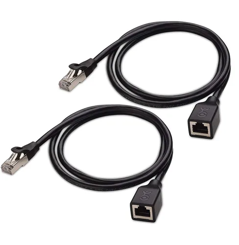 Vista 5 de Cable Matters Paquete de 2 cables de extensión Ethernet Cat 6 blindados cortos de 10 Gbps, 1.5 pies