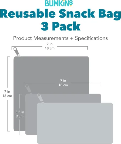 Vista 7 de Bolsas reutilizables para sándwiches y aperitivos Bumkins, para almuerzo escolar de niños y porciones para adultos, tela lavable, bolsa con cierre