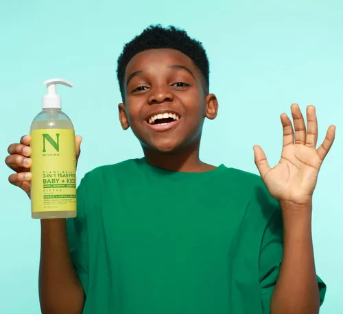 Vista 5 de Dr. Natural Jabón 3 en 1 para bebés y niños sin lágrimas, jabón y champú para bebés de la cabeza a los pies, gel de baño hidratante para piel