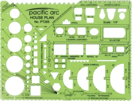 Vista 30 de Guía de plantilla de círculos Pacific Arc, 40 círculos perfectos desde 1/32 hasta 1 5/8 pulgadas con graduaciones en pulgadas y métricas