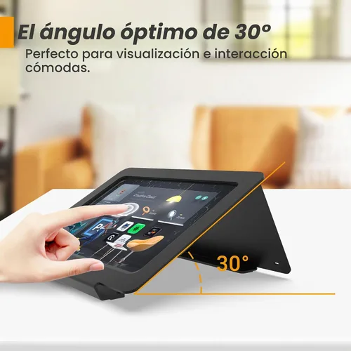 Vista 6 de Soporte de escritorio para tableta, todo de metal ergonómico 30 con bloqueo de cable de seguridad para oficina, mostrador de puntos de venta
