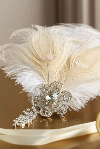 Vista 3 de BABEYOND Diadema de plumas estilo flapper de los años 20, tocado de gran Gatsby de los años 20