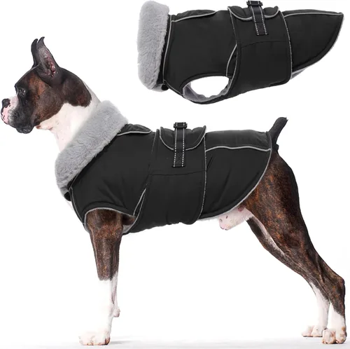 Vista 21 de Lelepet Abrigo cálido para perros – Chaleco reflectante impermeable de vellón con hebilla ajustable de gancho y bucle, chaqueta de invierno Rojo
