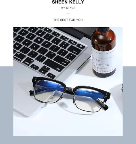 Vista 7 de Nuevo Beckham Gafas Vintage Miopía Óptica Semi-Rimless Tony Stark Lente Transparente Gafas