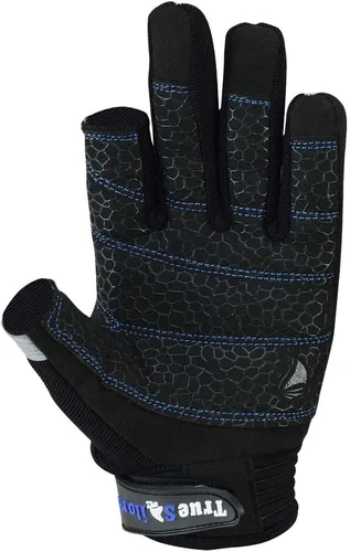 Vista 5 de MRX BOXING & FITNESS Guantes de vela pegajosos para la palma de la mano, guantes de yate, kayak, bote, pesca, 2 dedos de corte (negro, XS)