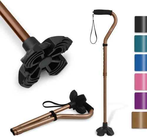 Vista 9 de KINGGEAR F1 Bastón de caminar, bastón para mujeres y hombres, andadores que se mantienen de pie para personas mayores con correa para la muñeca