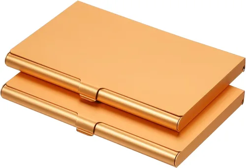 Vista 6 de PATIKIL Portatarjetas de visita, 2 piezas de aleación de aluminio, funda delgada para tarjetas de nombre para mujeres y hombres, color negro