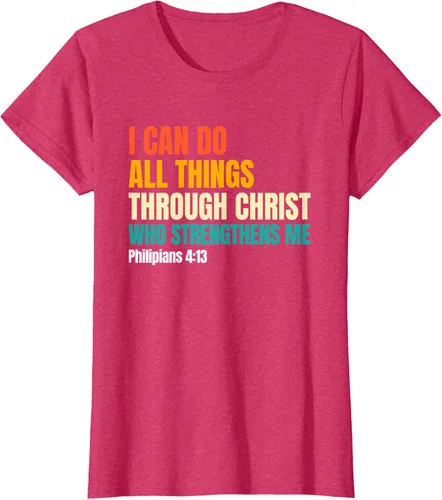 Vista 10 de I Can Do All Things Through Christ Christian Faith Camiseta, Negro, S