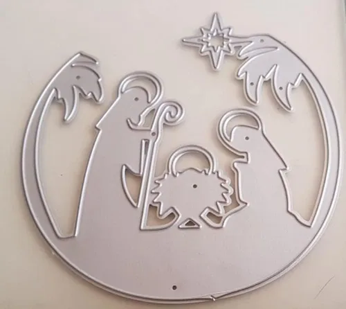 Vista 3 de Plantillas troqueladas de metal para familias de Feliz Navidad, plantillas de corte de estrellas de ángel, para álbumes de recortes, álbumes