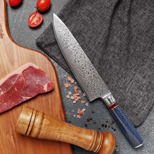 Vista 5 de Cuchillo de chef de 8 pulgadas, cuchillo de chef japonés VG10, cuchillo de cocina japonés VG10, cuchillo de cocina de acero inoxidable de alto