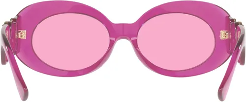 Vista 4 de Versace Lentes de sol para mujer, montura negra, lentes gris oscuro, 2.126in