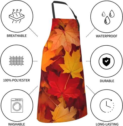 Vista 7 de Delantales florales azules para el hogar, 2 bolsillos, 33 x 28 pulgadas, para hombres y mujeres, diseño floral gris, impermeable, para manualidades