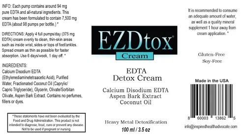 Vista 4 de EZDtox Cream - Heavy Metal EDTA Detox - 1 mes de suministro - Bomba de 3.5 oz