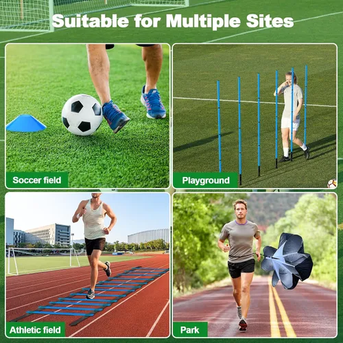 Vista 8 de Juego de 24 piezas de equipo de entrenamiento de agilidad de fútbol, bastones de agilidad, escalera, más para un montaje rápido y fácil