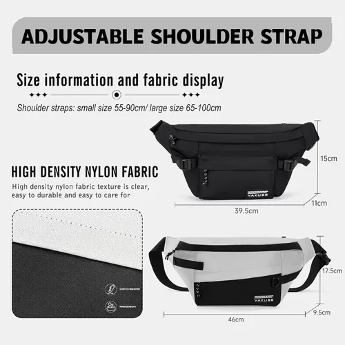Vista 6 de Riñoneras para hombres y mujeres, bolsa de cintura cruzada delgada, bolsa antirrobo para viajar y entrenar (Negro-02, S)