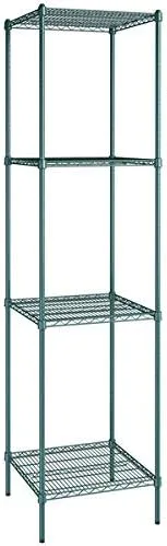 Vista 278 de Kit de 4 estantes de epoxi verde NSF de 21 x 72 pulgadas con postes de 86 pulgadas, estantería de almacenamiento resistente, kit de estantería