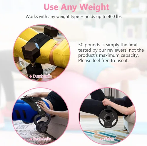 Vista 6 de Flintronic Exercise Hip Thrust Belt, Glute Trainer, Adjustable Hip Thrust Belt with Extra Padding for Dumbbells Kettlebells Gym Fitness Bodybuilding