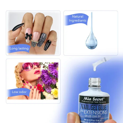 Vista 5 de MIA SECRET PEGAMENTO DE GEL DE UÑAS DE 0.5 Floz PARA EXTENSIONES UV-LED SOAK OFF